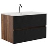 Akoasm 30 Inch Floating Bathroom Storage Cabinet With Integrated Ceramic Sink-Black+Walnut - 4 of 4