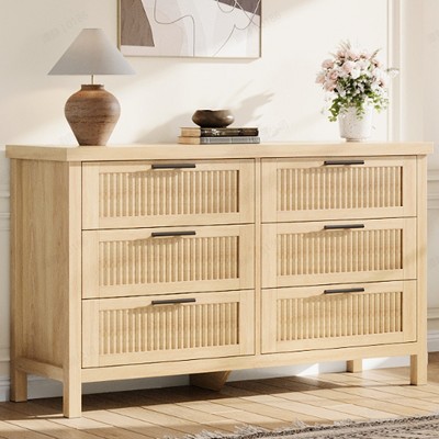 Dresser for Bedroom Rattan Chest of Dressers Tall Dresser for Closet with Drawers Boho Night Stand Large