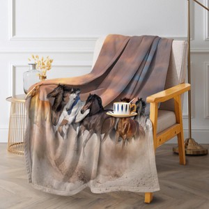 Horse Print Design Blanket, made of soft, skin-friendly wool blend for warmth. The perfect gift for equestrian enthusiasts. - 1 of 4