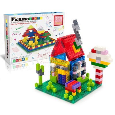 PICASSO-TILES 259 Pc Magnetic Tiles and Brick Compatible Set, Classic Building Blocks, Educational Toy for Kids