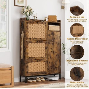 Rattan Shoe Storage Cabinet with 3 Flip Drawers - 1 of 4