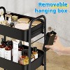 Simple Trending 3 Tier Rolling Storage Cart, Utility Organizer Shelves with Wheels for Kitchen Bathroom, Basket 17.5"x12" Black - 4 of 4