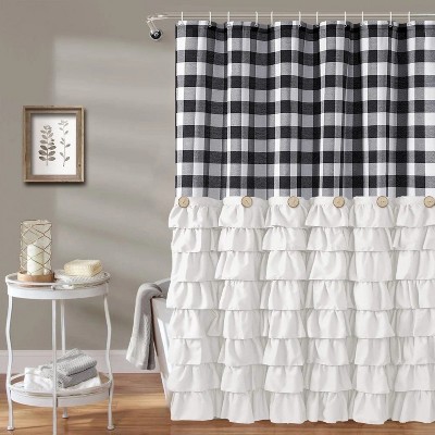 LunaLulinlk Shower Curtain Black and White Buffalo Plaid Pattern Fabric