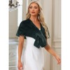 INSPIRE CHIC Women's Retro Winter Bridal Wedding Cropped Faux Fur Shawls - 2 of 4