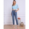 INSPIRE CHIC Women's Floral Flare Short Sleeve V Neck Summer Smocked Crop Tops - 3 of 4