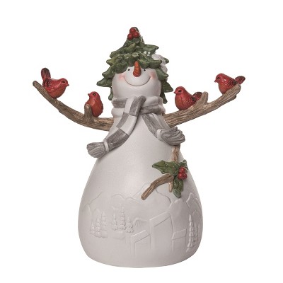 Transpac Resin 14 in. White Christmas Cardinal Snowman Figurine
