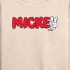 Women's - Disney - Mickey Red Hand Peace Sign Lightweight French Terry Wide Neck Long Sleeve Shirt - 2 of 4