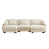Aukfa Cream Velvet Large Sofa with Bolster Armrests, Waist & Throw Pillows – Modern Couch for Living Room, Bedroom or Office - 3 of 4