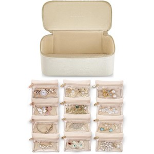 6-Piece Travel Jewelry Pouch Set, Clear Velvet Zipper Bags for Organized Storage, Gift for Women & Girls - 1 of 4