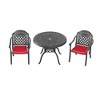 ACEPANO 3-Pieces Aluminum Patio Dining Coffee Table Set With Umbrella Hole, Red Cushions-Black - 3 of 4