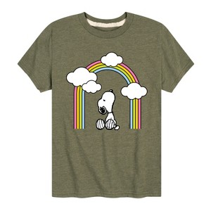 Boys' - Peanuts - Snoopy Looking Up Rainbow Short Sleeve Graphic T-Shirt - 1 of 4