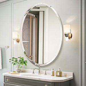 24"x36" Frameless Oval Wall Mirror for Bathroom/Vanity, Beveled Edge, Simple & Elegant Look - 1 of 4