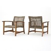 NicBex Set of 2 Antique-Style Wicker Club Chair, Weather-Resistant Outdoor Dining Chairs with Acacia Wood & Wicker, Natural - 2 of 4