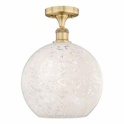White Mouchette - 1 Light Semi-Flush Mount In Modern Style-13.63 Inches Tall and 12 Inches Wide