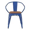 Emma and Oliver Metal Indoor-Outdoor Stacking Chair with Vertical Slat Back, Arms and All-Weather Polystyrene Seat - 3 of 4