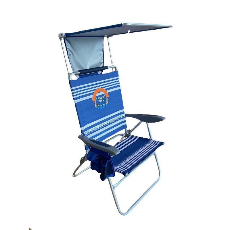 Ocean Zero Sun Block Outdoor Portable Beach Chair Striped, 1 of 4