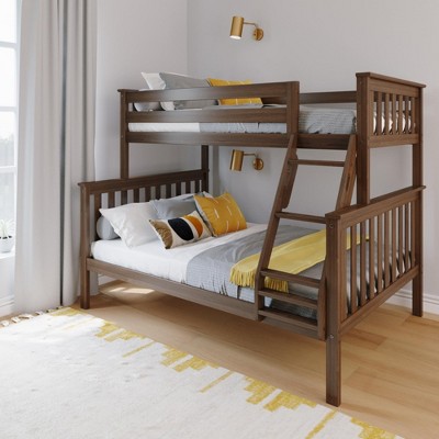 Max & Lily Twin Over Full Bunk Bed Solid Wood Platform Bed Frame For ...