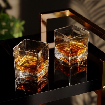 Viski 10oz Clear Crystal Square Rocks Glass Set