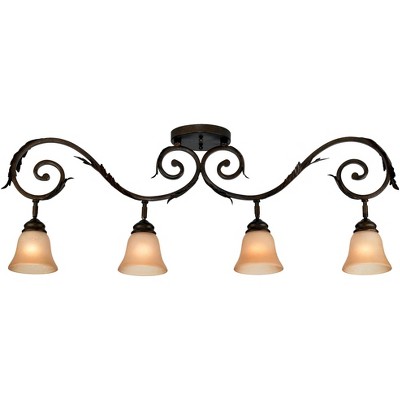 Pro Track® Dark Bronze Scroll 4-Light Amber Glass Track Fixture