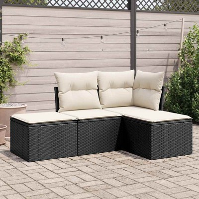 vidaXL Garden Sofa SetPE rattan, Powder-coated steel, Fabric