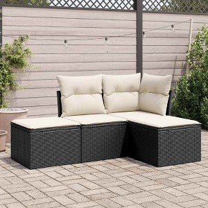 vidaXL Garden Sofa SetPE rattan, Powder-coated steel, Fabric - 1 of 4