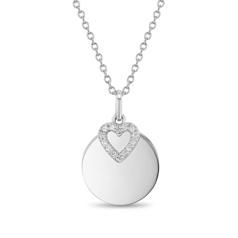 Girls' CZ Heart Charm Engravable Sterling Silver Necklace - In Season Jewelry, 1 of 4