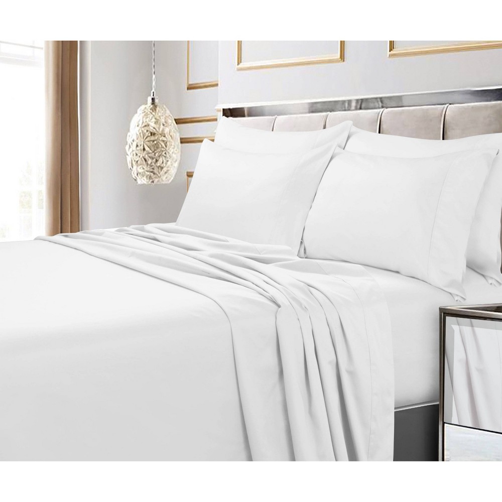 Photos - Bed Linen Queen 600 Thread Count 6pc Extra Deep Pocket Sateen Sheet Set White - Trib