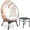 Coolbibila 1 Piece Outdoor PE Rattan Wicker Garden Egg Chair with Side Table and Cushions,Indoor Patio Oversized Backrest Chaise Lounge - 2 of 4