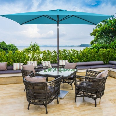 Sonkuki 10x6.5 FT Outdoor Patio Umbrella Market Table Umbrella With a Crank for Garden, Deck and Pool
