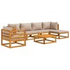 vidaXL 7 Piece Outdoor Patio Sectional Sofa Set with Taupe Cushions - Acacia Wood - Modular Garden Lounge Set - Perfect for Deck, Backyard, and Garden - 3 of 4