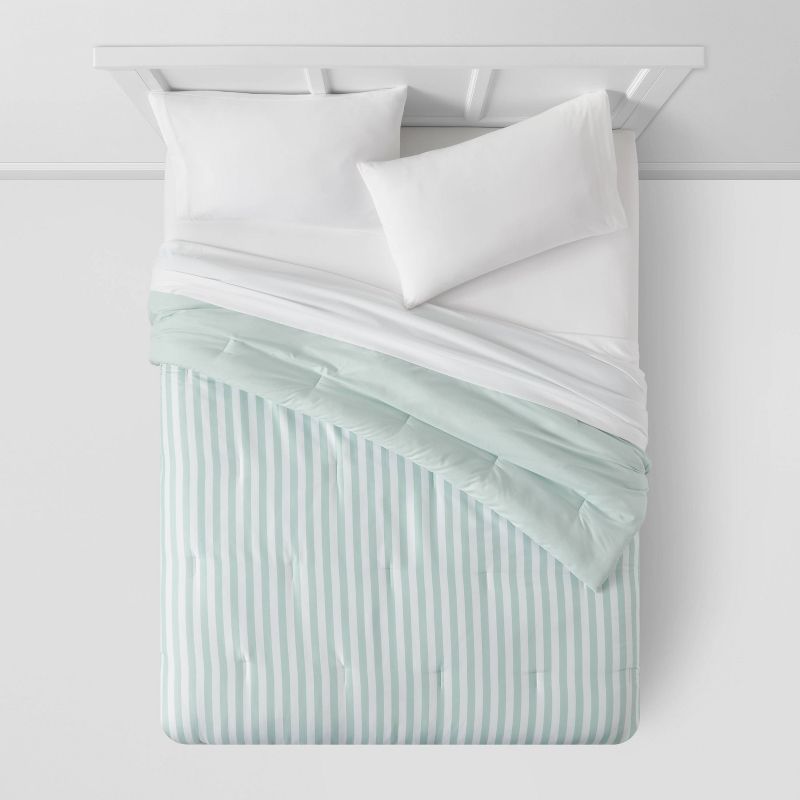 Microfiber Reversible Stripe Comforter Mint Green - Room Essentials™, 4 of 7