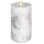 Luminara - Marble Flameless Candle Pillar - Recessed Top Unscented - 3.0"