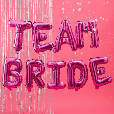 "Team Bride" Balloon Bunting Hot Pink