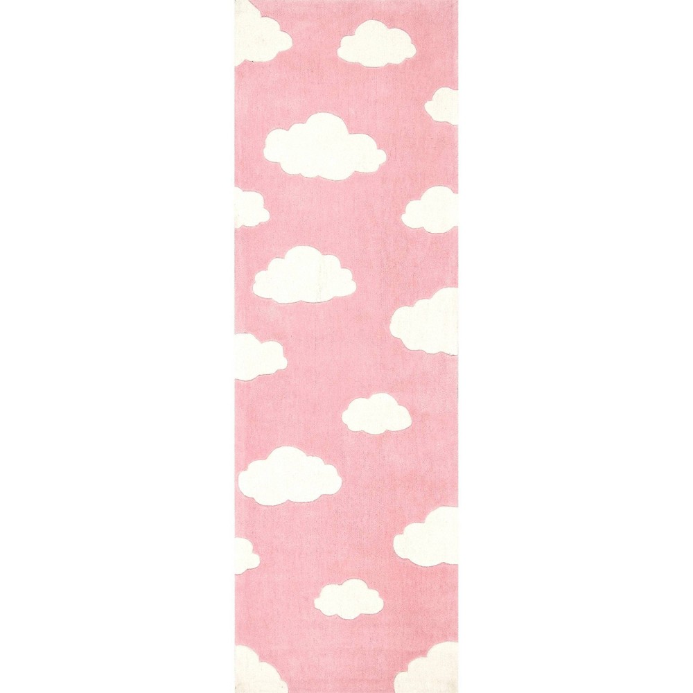 2'6inx8' Runner Hand Tufted Cloudy Sachiko Area Rug Pink - nuLOOM