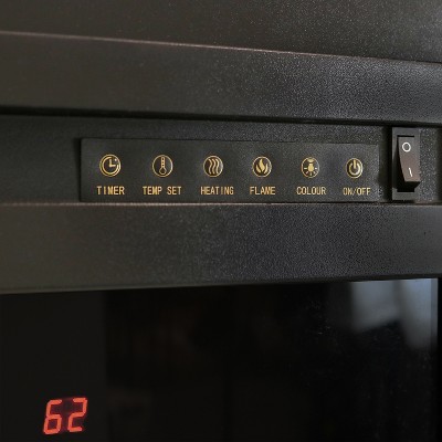 Contemporary Black Steel Electric Fireplace Insert with LED Lights