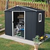 Syemin Storage Sheds 8ft x 4ft Outdoor Metal Storage Shed with Window and Metal Foundation for Backyard, Patio, Lawn, Black, 89"*47"*74.75" - 2 of 4