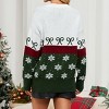 Christmas Sweater for Women Snowflakes Jacquard Color Block V Neck Sweater for Layering Style Outfits Winter Cozy Sweater, Green - S - 2 of 4