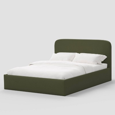 California King Rounded Corner Low Platform Bed in Dry Velvet Olive - Threshold™