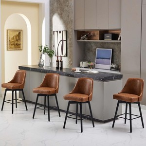 Swivel Bar Stools, 30" Dark Grey Upholstered Counter Stools with Metal Base, Comfortable Seat & Back for Kitchen, Dining Room, Home Bar - 1 of 4
