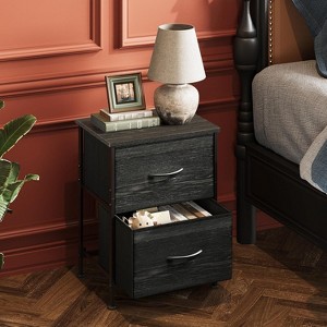 2 Drawer Nightstand for Bedroom, Small Bedside Furniture, Night Stand, End Table with Fabric Bins for Bedroom, Closet, Entryway - 1 of 4
