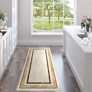 Bordered Area Rugs for Living Room, Modern Machine Washable Non Slip Low Pile Rug for Dining Room Home Office - 1 of 4