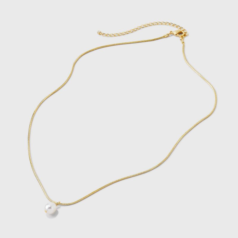 14k Gold Plated Freshwater Pearl on Snake Chain Necklace - A New Day&#8482; Gold, 4 of 6