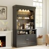 72" Farmhouse Coffee Bar Cabinet with LED Lights, Kitchen Sideboard Buffet Hutch with Storage, Microwave Stand,Black - 4 of 4