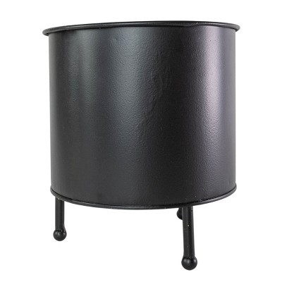 6.75" x 7.5" Black Metal Footed Decorative Planter