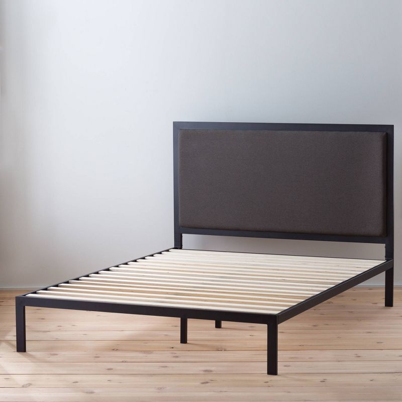 Mara Metal Platform Bed Frame with Upholstered Headboard - Brookside Home, 1 of 9
