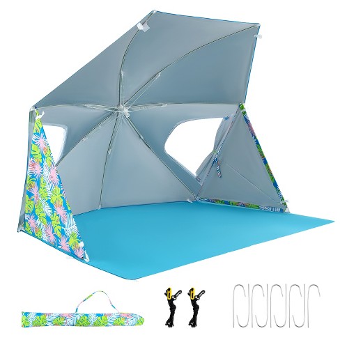 Tangkula Portable Beach Tent for 2-4 People 2-In-1 Sun Canopy Umbrella with Extendable Floor Roll-Up Windows Dual Side Flaps Carry Bag UPF 50+ - image 1 of 4