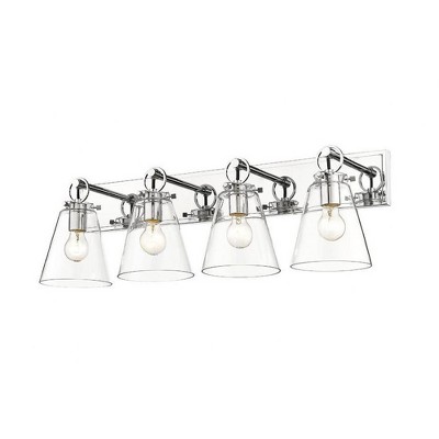 Harper 31.25" Chrome 4-Light Vanity with Clear Glass Shades