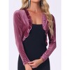 INSPIRE CHIC Women's Cocktail Party Open Front Long Sleeve Cropped Velvet Shrug Cardigan - 2 of 4