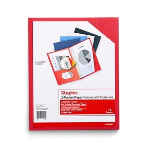 Staples 2-Pocket Folder with Fasteners Assorted 905754 - 1 of 4