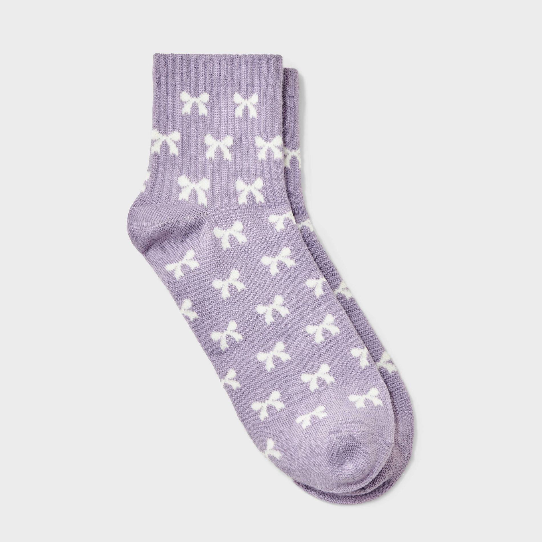 Women's Fashion Ribbed Ankle Single Embroidered Socks - Lavender